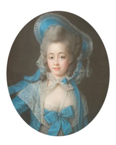 Portrait de jeune femme en costume bleu