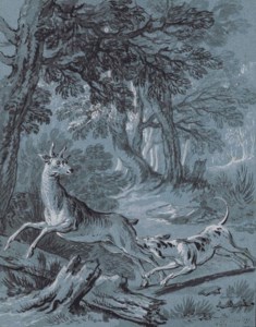 Illustration of one of the Fables of Jean de La Fontaine: The crow, the gazelle, the tortoise and the rat (I)
