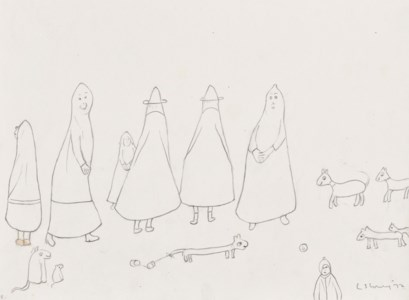 Figures with dogs