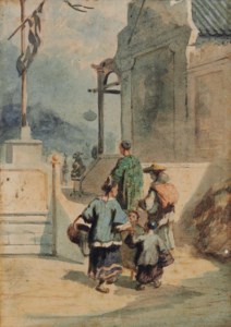 A Chinese family approaching the A-Ma Temple, Macau