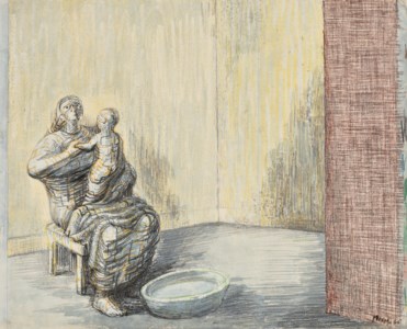 Mother Preparing Child for Bath