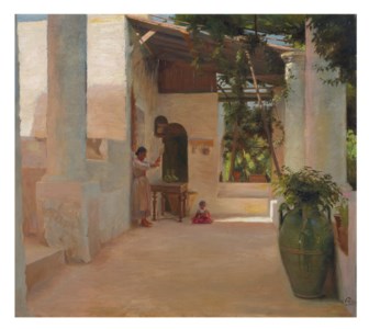 A Woman in a Sunlit Cloister