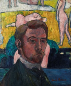 Emile Bernard, Autoportrait au tableau "Baigneuses à la vache rouge" ou Autoportrait aux nus