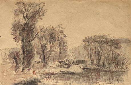 La Barque ( recto ); Rouen, les quais de la rive gauche ( verso )