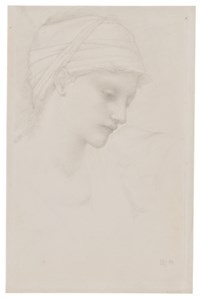 Head Study for the Goddess Fortune looking down to the right in 'The Wheel of Fortune'