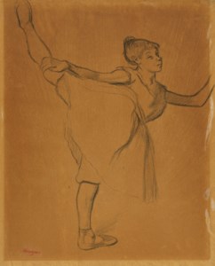 Danseuse, la jambe droite levée