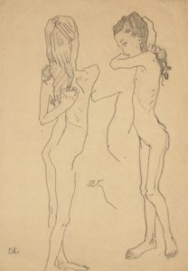 Zwei Aktstudien nach Lilith Lang, Tochter des Gauklers (recto); Sitzender Akt nach Lilith Lang (verso)
