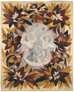 Ornamental study with two dancing figures in the style of Le Coq d'Or