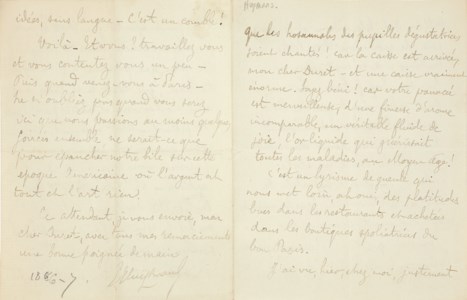 Lettre autographe signée à Théodore Duret. [Paris : c. 1886]