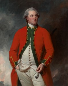 Portrait of Captain John Stables (1743⁄4-1795), three-quarter length, in East India Company uniform holding a talwar sword