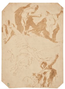 Sheet of studies for several figures including an angel