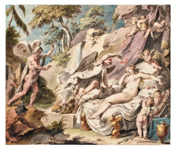 Zephyr and Amor in a landscape