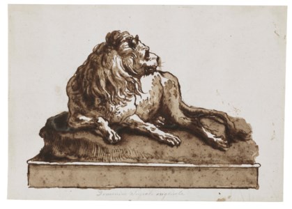 A reclining lion