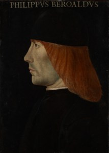 Portrait of Filippo Beroaldo (1453-1505), bust-length, in a black hat