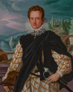 Portrait of a gentleman, possibly Don Antonio de' Medici (1576-1621), half-length, in a landscape