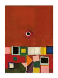 Abstract in Indian Red, Crimson, Blue, Yellow, Green, Pink and Orange
