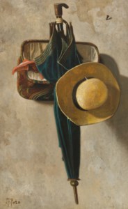 Still Life of Umbrella, Carpetbag and Hat
