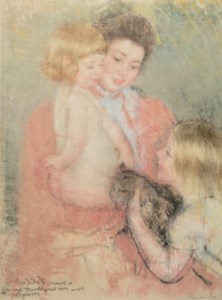 Reine Lefebvre with Blond Baby and Sara Holding a Cat