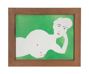 Untitled (White Nude on Green Background)