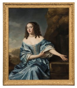 Portrait of Princess Sophie, Electress of Hanover (1630-1714), three-quarter-length, seated, in a blue dress, a landscape beyond