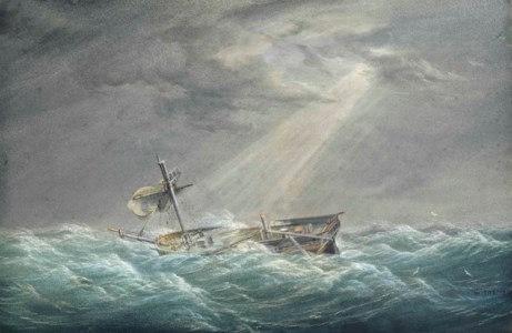 Shipwreck: The sun breaking through the clouds after the storm