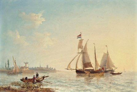 Dutch fishing boats in shallow waters off the Low Countries