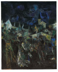 Sayed Haider Raza, Untitled (Village dans la Nuit)