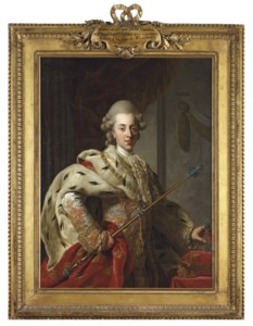 Portrait of King Christian VII of Denmark, half-length, in coronation robes and holding a crown and sceptre