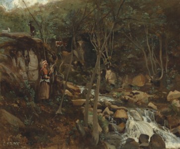 Jean-Baptiste-Camille Corot, Lormes - Un torrent avec une chevrière debout, filant