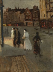 The Paleisstraat near the Spuistraat, Amsterdam, at night