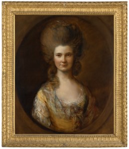 Portrait of Isabella Kinloch, née Mylne (1753-1827), half-length, in a white chemise and yellow dress, in a feigned oval