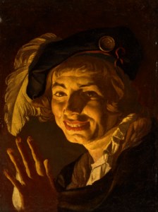 Head of a laughing man