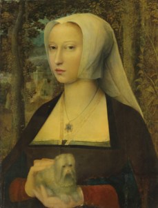 Portrait of a lady, half-length, with a dog