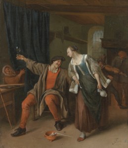 A peasant couple carousing in an inn