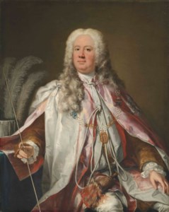 Portrait of a gentleman, thought to be Francis, 2nd Earl of Godolphin (1678-1766), three-quarter-length, in robes of the Order of the Bath, a wand of office in his right hand