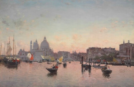 A View of the Lagoon with Santa Maria della Salute at Sunset