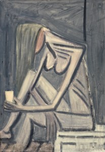 Nu tenant un verre