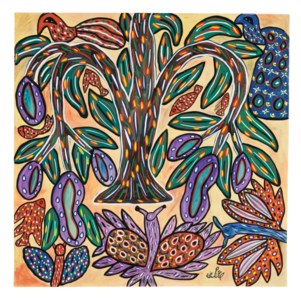 Untitled (Plateau, lampes, fruits et papillons)