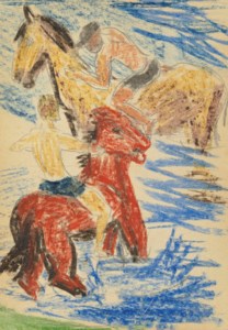 Two Riders and Horses