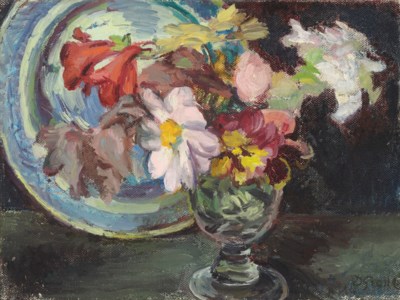 Still-Life with Dahlias in a Glass