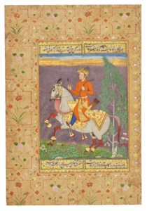 A PRINCE HAWKING, THE PAINTING ATTRIBUTED TO MUHAMMAD ALI, MUGHAL INDIA, CIRCA 1610; THE MARGINS MUGHAL INDIA, CIRCA 1650-58