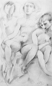 Trois femmes nues assises