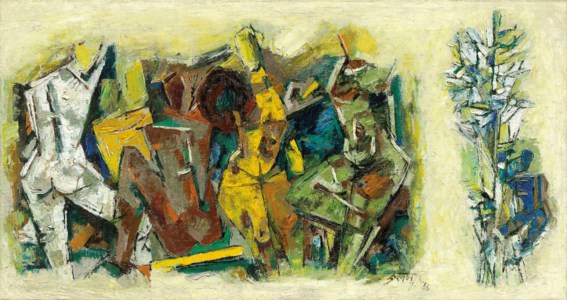 M.F. Husain, Gopees and Krishna