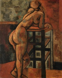 Nu debout au tabouret