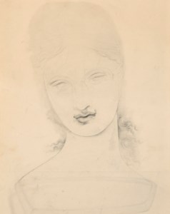 Étude du visage de la divinité pour "Naissance d'une divinité "