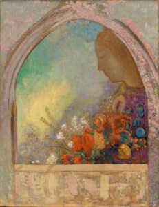 Profil dans une ogive, dit aussi Vierge aux fleurs