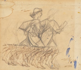 Bambina che corre sul balcone, studio