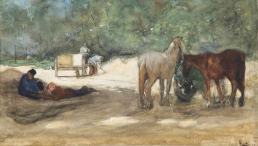 Resting horses near a sandpit, The Hague