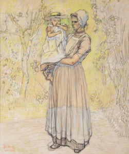 Woman with child in local Dutch attire, Zeeland