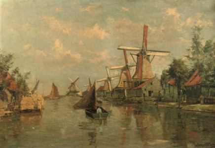 Zicht op de Zaan: mills along the river Zaan